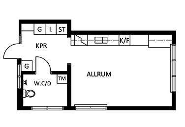 Ritning Lägenhet 1517-8007. 1 rum och kokvrå. 32,8 kvm - Härjedalsgatan 13